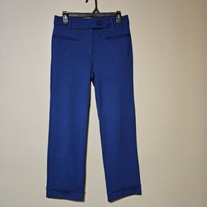 Betabrand Cobalt Blue Cuffed Crop Stretch Dress Pants Trouser Women's Small